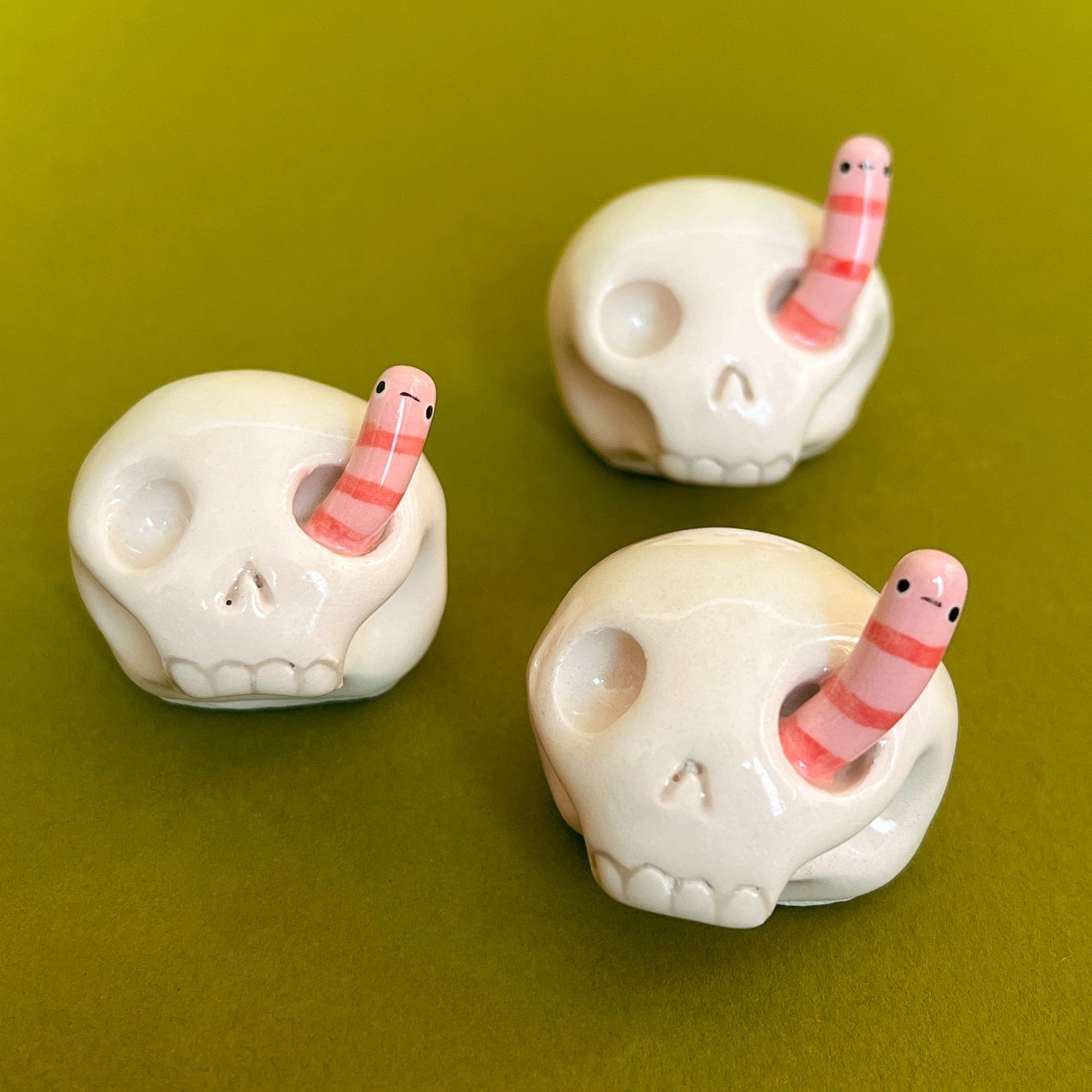 Ceramic Skull & Worm