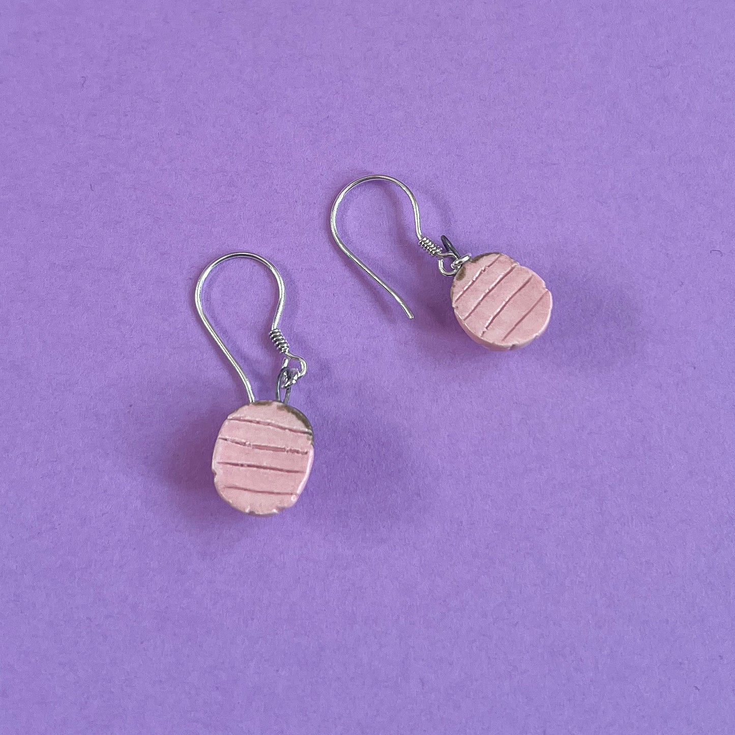 Ceramic Pink & Green Beetle Earrings