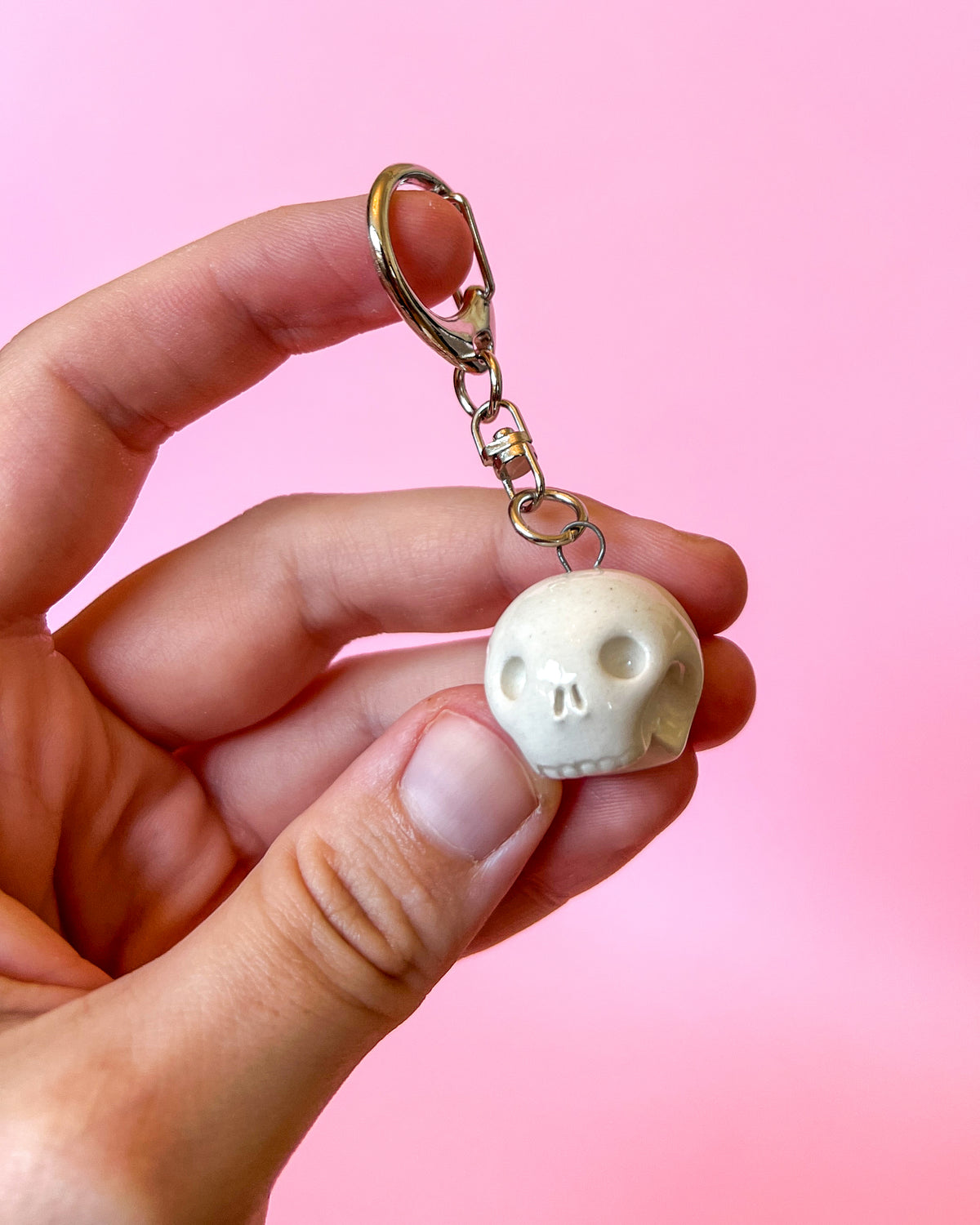 Ceramic Skull Keyring