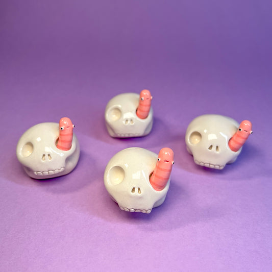 Ceramic Skull & Worm
