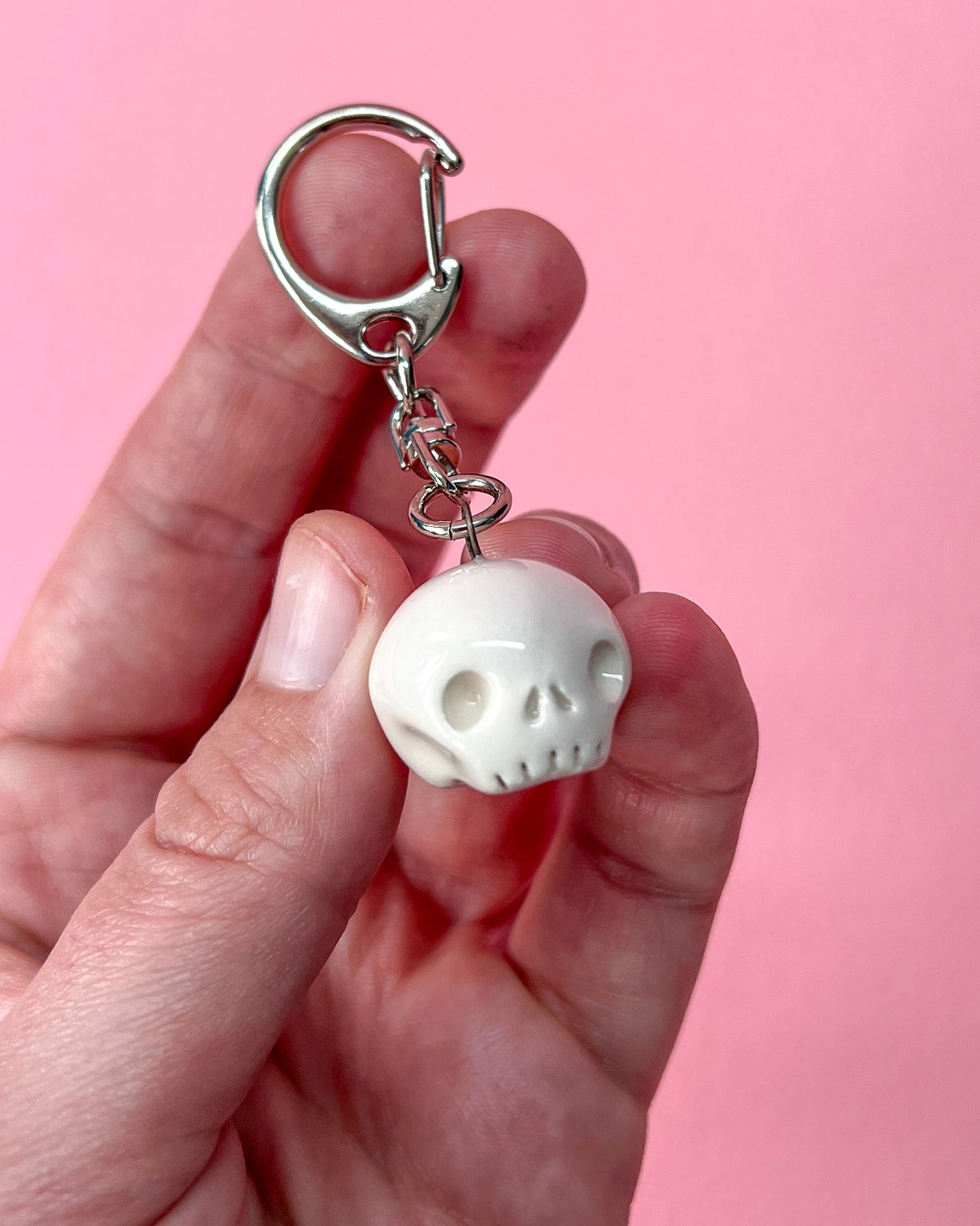 Ceramic Skull Keyring