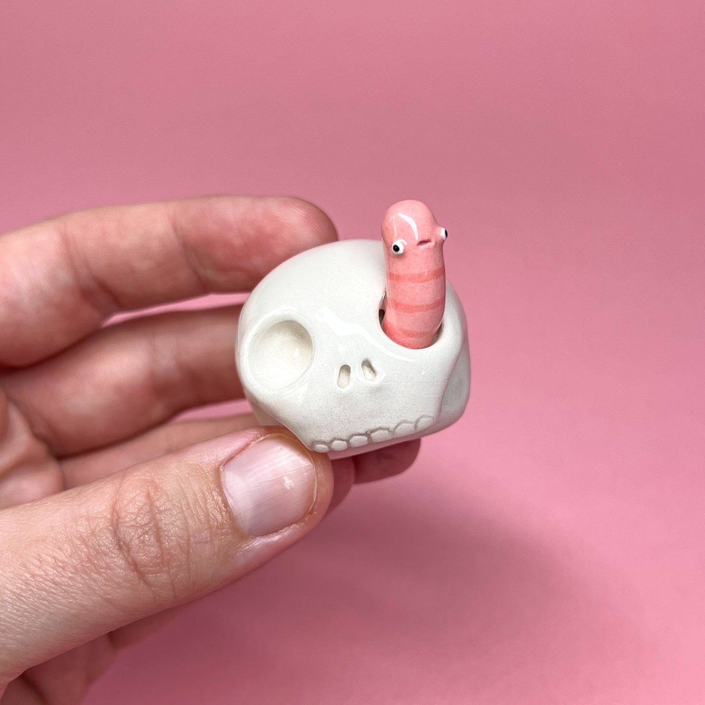 Ceramic Skull & Worm