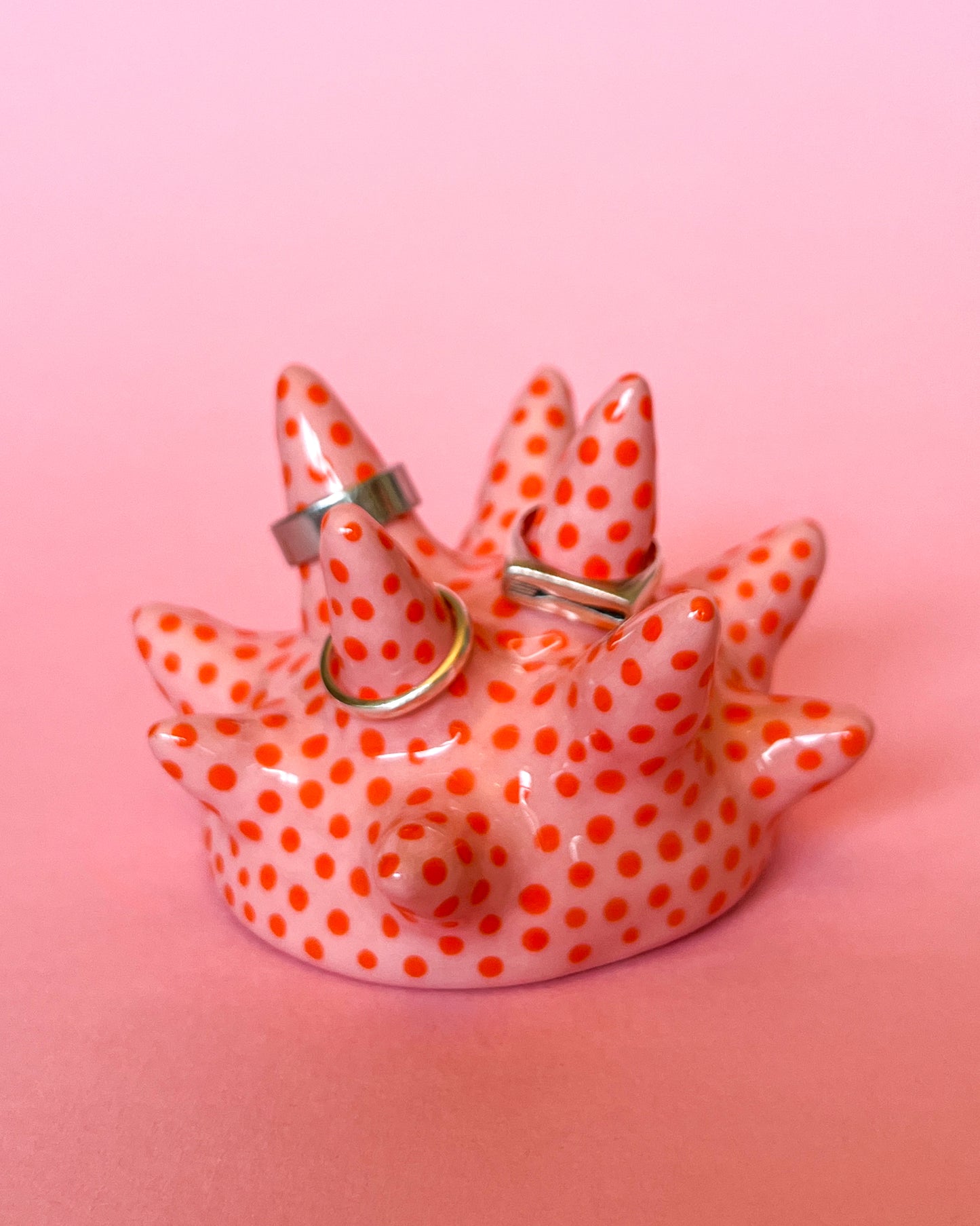 Spiky Ceramic Ring Holder | Pink / Orange