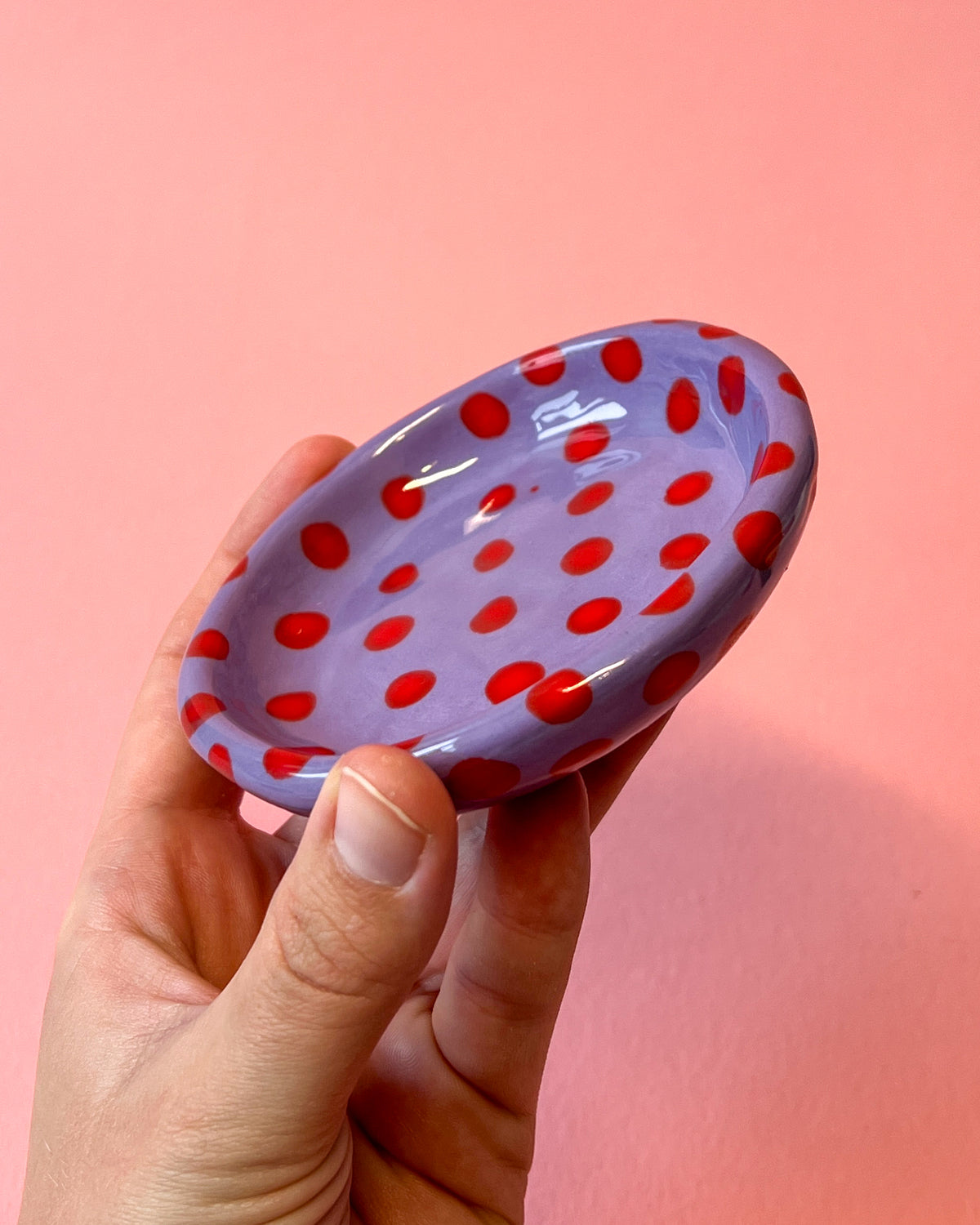 Small Purple Dotty Trinket Dish | SECONDS