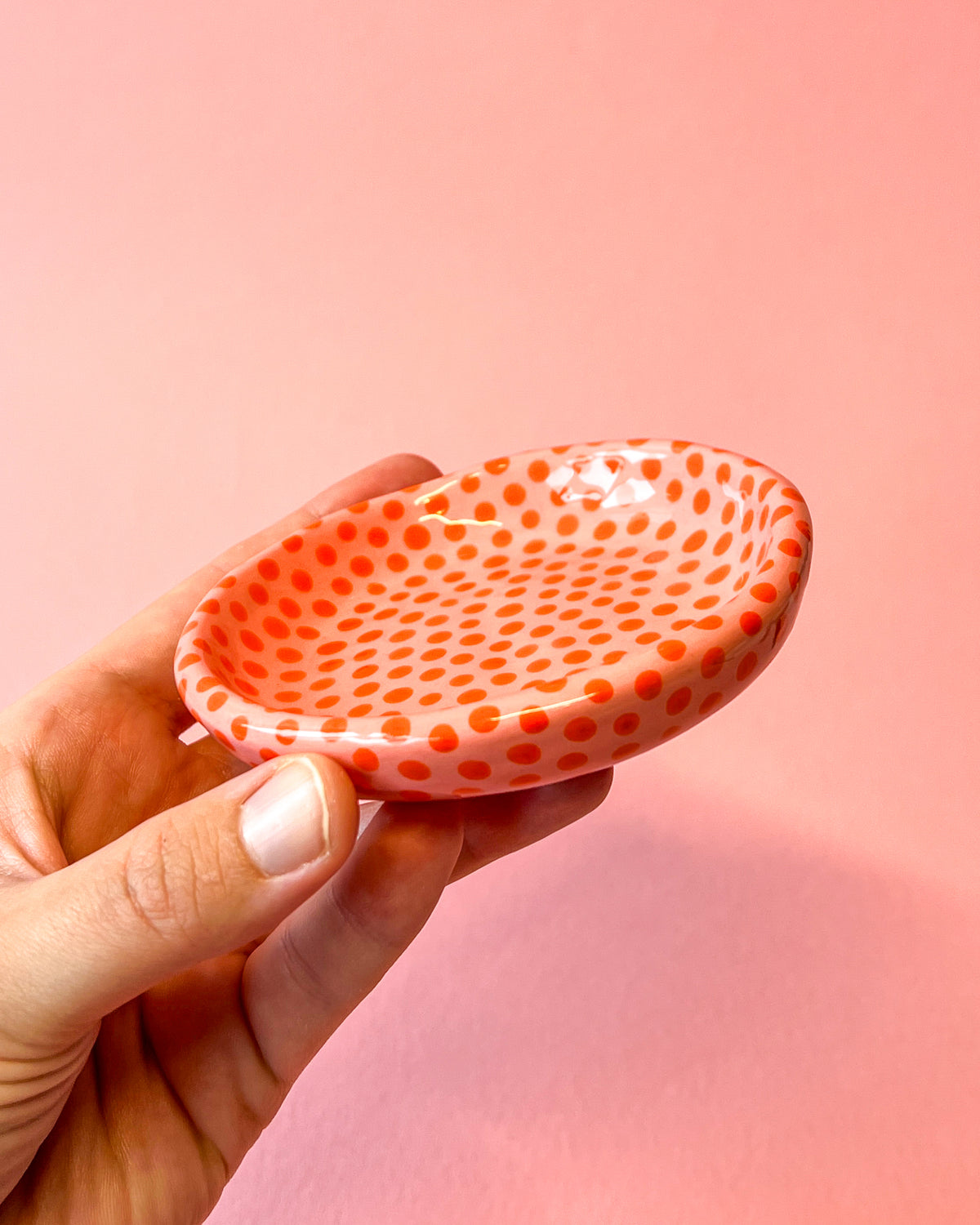 Small Orange Dotty Trinket Dish | SECONDS