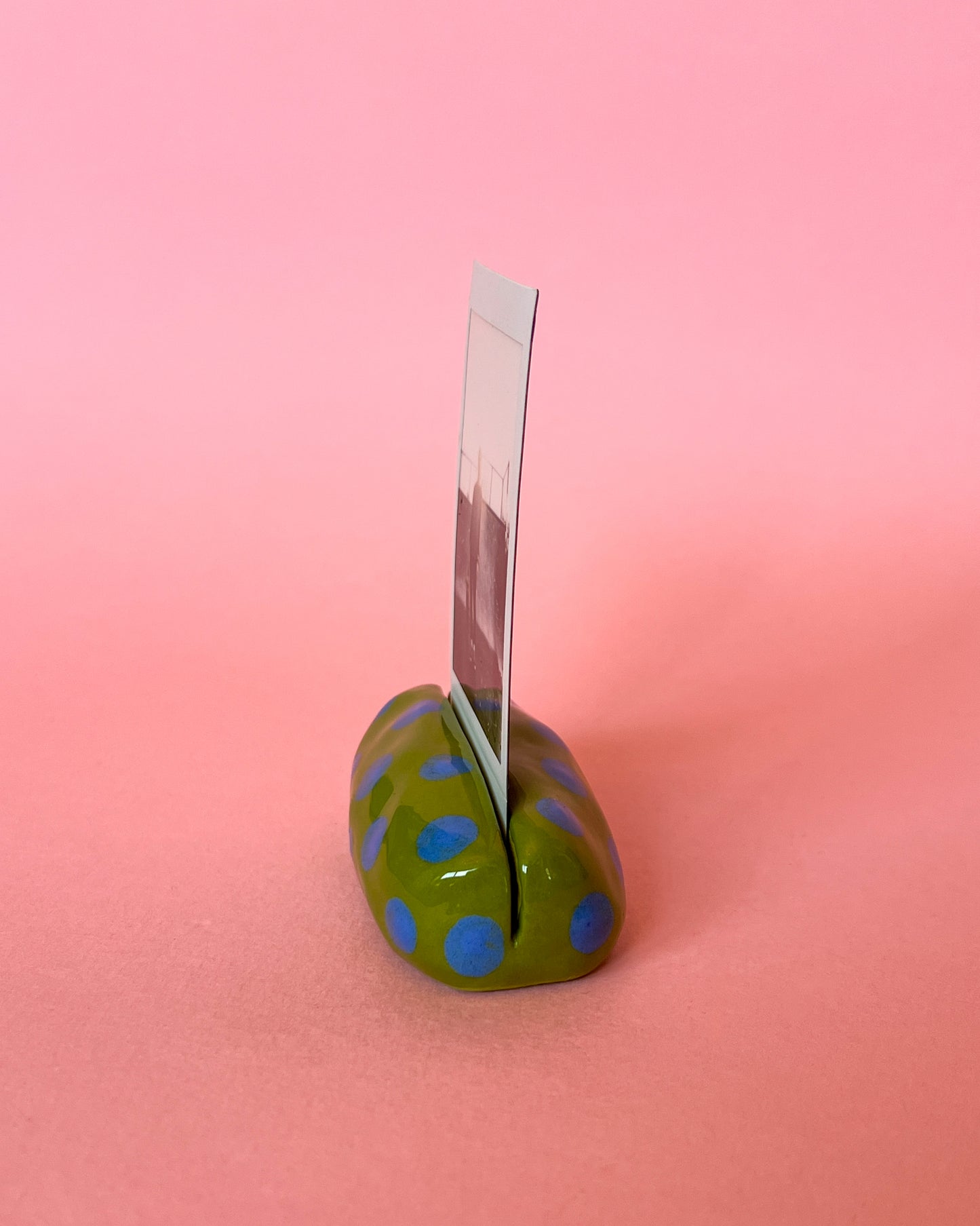 Wobbly Ceramic Photo Holder | Green / Blue