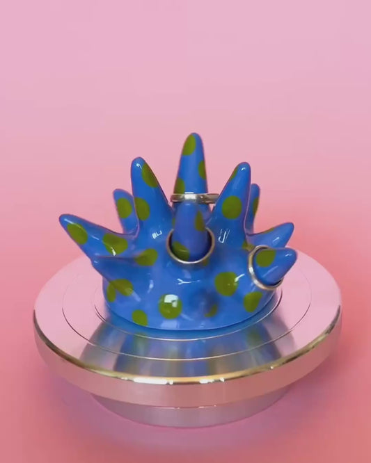 Spiky Ceramic Ring Holder | Blue / Green