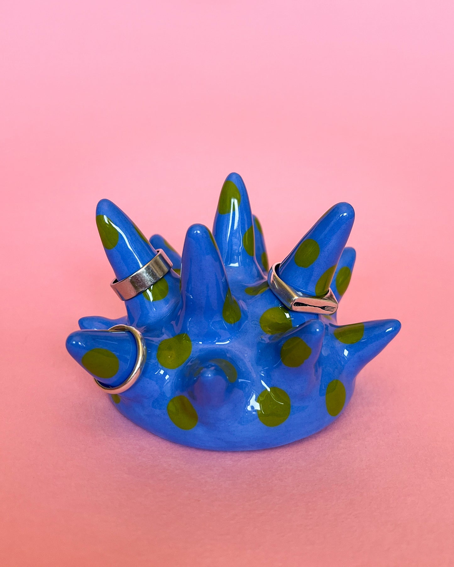 Spiky Ceramic Ring Holder | Blue / Green