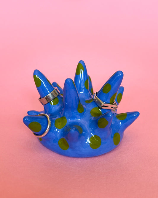 Spiky Ceramic Ring Holder | Blue / Green